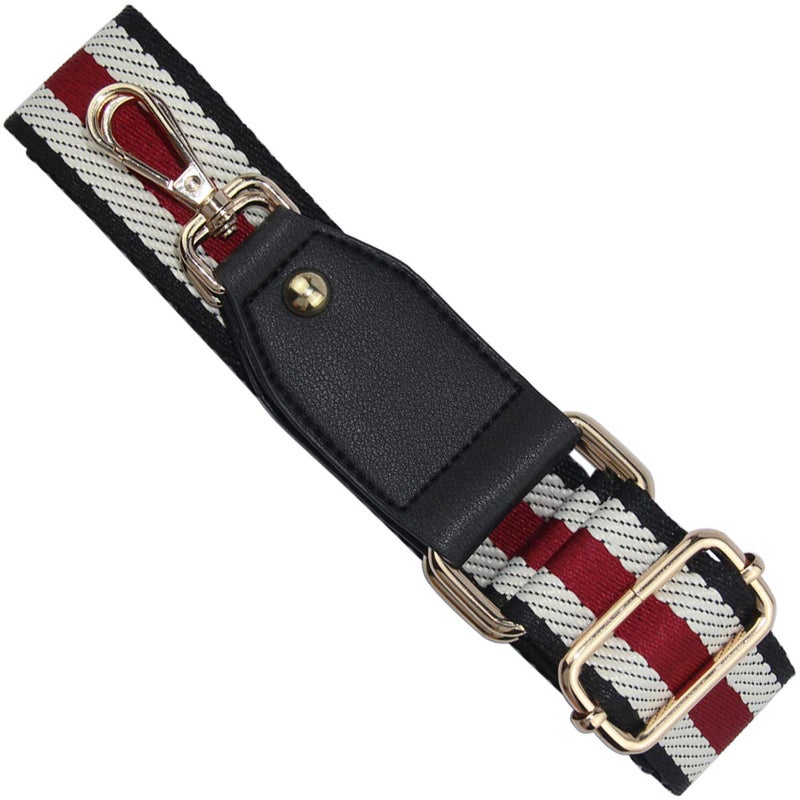 Duwi Wide Purse Strap Jacquard Guitar Style Strap Multicolor Canvas Adjustable Crossbody Bag Strap(Black,White,red) - Image 5